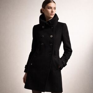 SOIA & KYO Elegant Black Wool Pea Coat